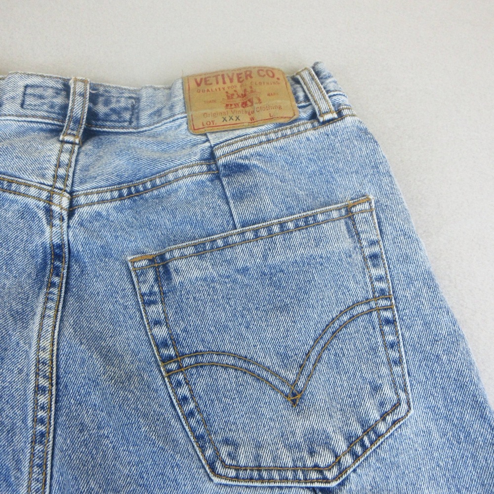 Vetiver Co Wide Leg Jeans Women Large Light Wash Pleated Button Fly Distressed - Picture 5 of 13
